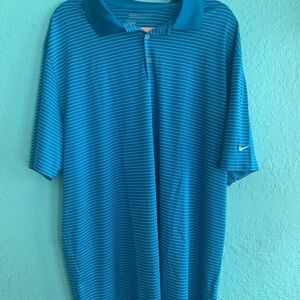 Nike Men's Blue Striped Polo Shirt Golf Tour performance XXL active